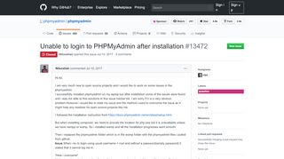 
                            8. Unable to login to PHPMyAdmin after installation · Issue #13472 ...