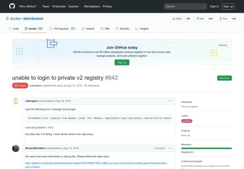 
                            4. unable to login to private v2 registry · Issue #842 · docker/distribution ...