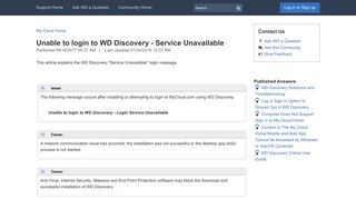 
                            12. Unable to login to WD Discovery - Service Unavailable