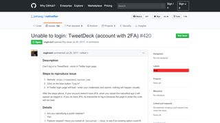 
                            13. Unable to login: TweetDeck (account with 2FA) · Issue #420 · jiahaog ...