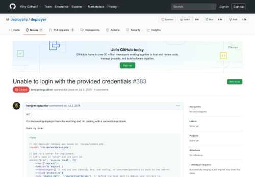 
                            3. Unable to login with the provided credentials · Issue #383 · ...