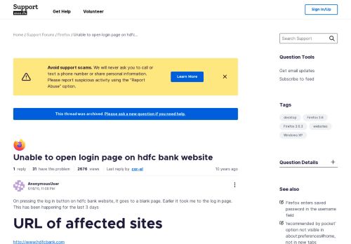 
                            6. Unable to open login page on hdfc bank website | Firefox Support ...