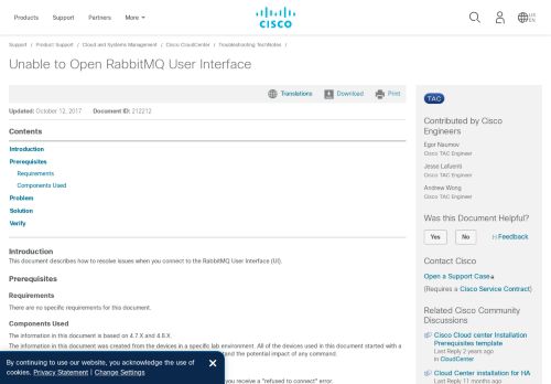 
                            11. Unable to Open RabbitMQ User Interface - Cisco