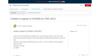 
                            13. Unable to register a VVX500 to LYNC 2013 - Polycom Community