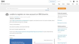 
                            2. unable to register an new account on IBM bluemix - IBM Developer ...