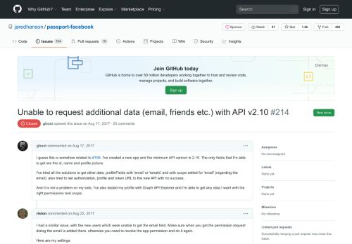 
                            2. Unable to request additional data (email, friends etc.) with API v2.10 ...