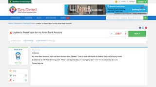 
                            10. Unable to Reset Mpin for my Airtel Bank Account | DesiDime