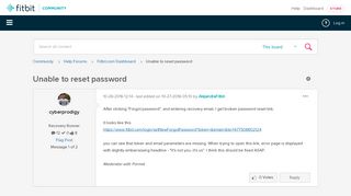 
                            5. Unable to reset password - Fitbit Community