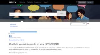 
                            9. Unable to sign in into sony liv on sony KLV-32W562D - ...