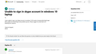 
                            3. Unable to sign in skype account in windows 10 laptop - Microsoft ...