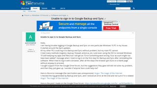 
                            5. Unable to sign in to Google Backup and Sync Solved - Windows 10 Forums