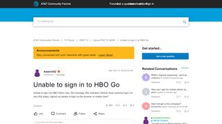 
                            12. Unable to sign in to HBO Go - AT&T Community