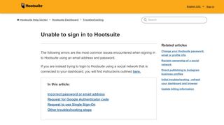 
                            2. Unable to sign in to Hootsuite – Hootsuite Help Center