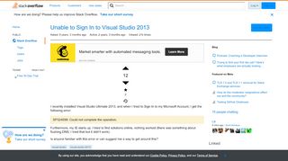 
                            3. Unable to Sign In to Visual Studio 2013 - Stack Overflow