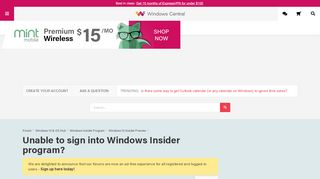 
                            11. Unable to sign into Windows Insider program? - Windows Central Forums