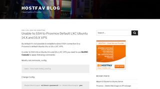 
                            4. Unable to SSH to Proxmox Default LXC Ubuntu 14.X and 16.X VPS ...