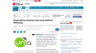 
                            13. Unacademy acquires test prep platform Wifistudy - The Economic Times