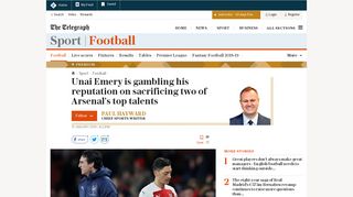
                            7. Unai Emery is gambling his reputation on sacrificing two of Arsenal's ...