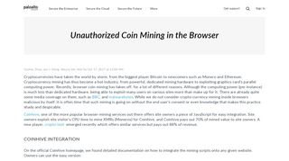 
                            10. Unauthorized Coin Mining in the Browser - Palo Alto Networks
