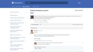 
                            6. Unblock facebook account? | Facebook Help Community | Facebook