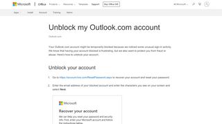 
                            13. Unblock my Outlook.com account - Outlook - Office Support - Office 365