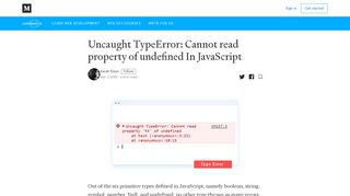 
                            2. Uncaught TypeError: Cannot read property of undefined In JavaScript