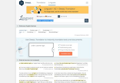 
                            10. under customer login - German translation – Linguee