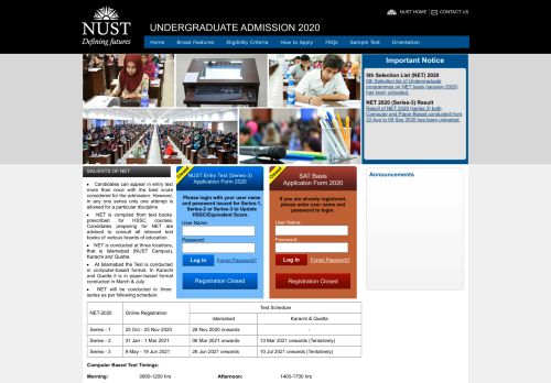 
                            2. Undergraduate Admission 2019 - NUST