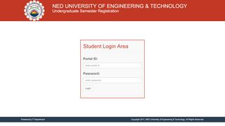 
                            7. Undergraduate Semester Registration - Login Area - NED University