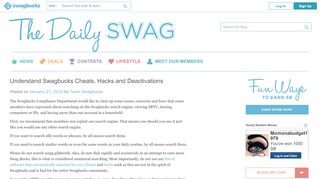 
                            3. Understand Swagbucks Cheats, Hacks and Deactivations