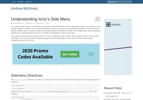 
                            10. Understanding Ionic's Side Menu - Andrew McGivery
