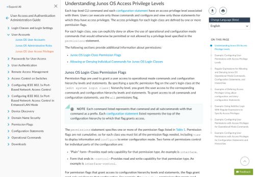 
                            1. Understanding Junos OS Access Privilege Levels - Juniper Networks
