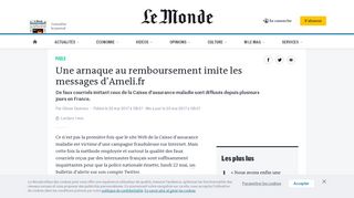 
                            6. Une arnaque au remboursement imite les messages d'Ameli.fr