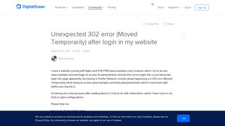 
                            7. Unexpected 302 error (Moved Temporarily) after login in my website ...