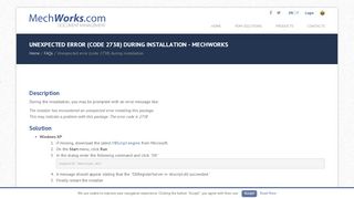 
                            13. Unexpected error (code 2738) during installation - Mechworks