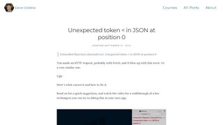 
                            2. Unexpected token < in JSON at position 0 - Dave Ceddia