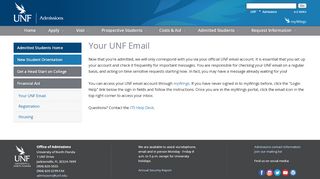 
                            3. UNF - Admissions - Your UNF E-mail