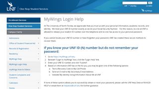 
                            2. UNF - One-Stop Student Services - MyWings Help
