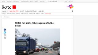 
                            10. Unfall mit sechs Fahrzeugen auf A2 bei Basel | Panorama | Bote der ...