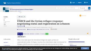 
                            8. UNHCR and the Syrian refugee response: negotiating ...