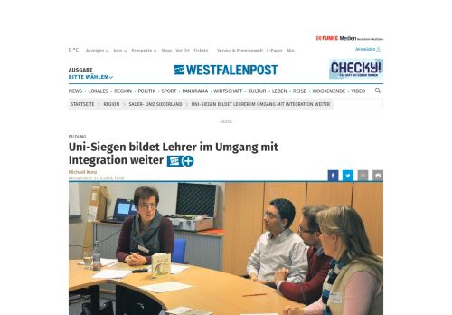 
                            12. Uni-Siegen bildet Lehrer im Umgang mit Integration weiter | wp.de ...