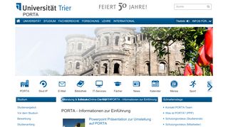 
                            3. Uni Trier: PORTA - PORTA - Informationen zur Einführung