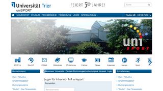 
                            6. Uni Trier: uniSPORT - Login