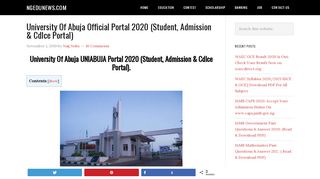 
                            8. UNIABUJA Portal 2019 (Student, Admission & Cdlce Portal ...