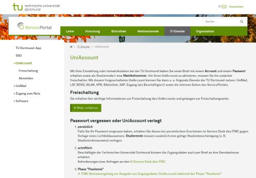 
                            5. UniAccount - im ServicePortal der TU Dortmund