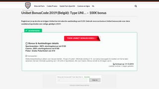 
                            9. Unibet BonusCode 2019 (België en Nederland): Type UNI…