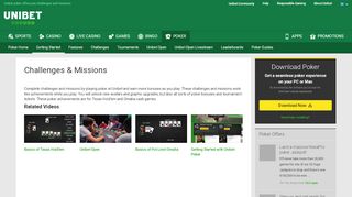 
                            7. Unibet poker offers you challenges and missions