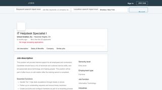 
                            12. Unical Aviation, Inc. hiring IT Helpdesk Specialist I in City of Industry ...