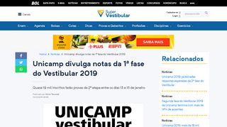 
                            7. Unicamp divulga notas da 1ª fase do Vestibular 2019 - Super Vestibular