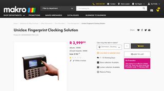 
                            12. UNICLOX Finger Print Clocking Solution | Time Management ... - Makro